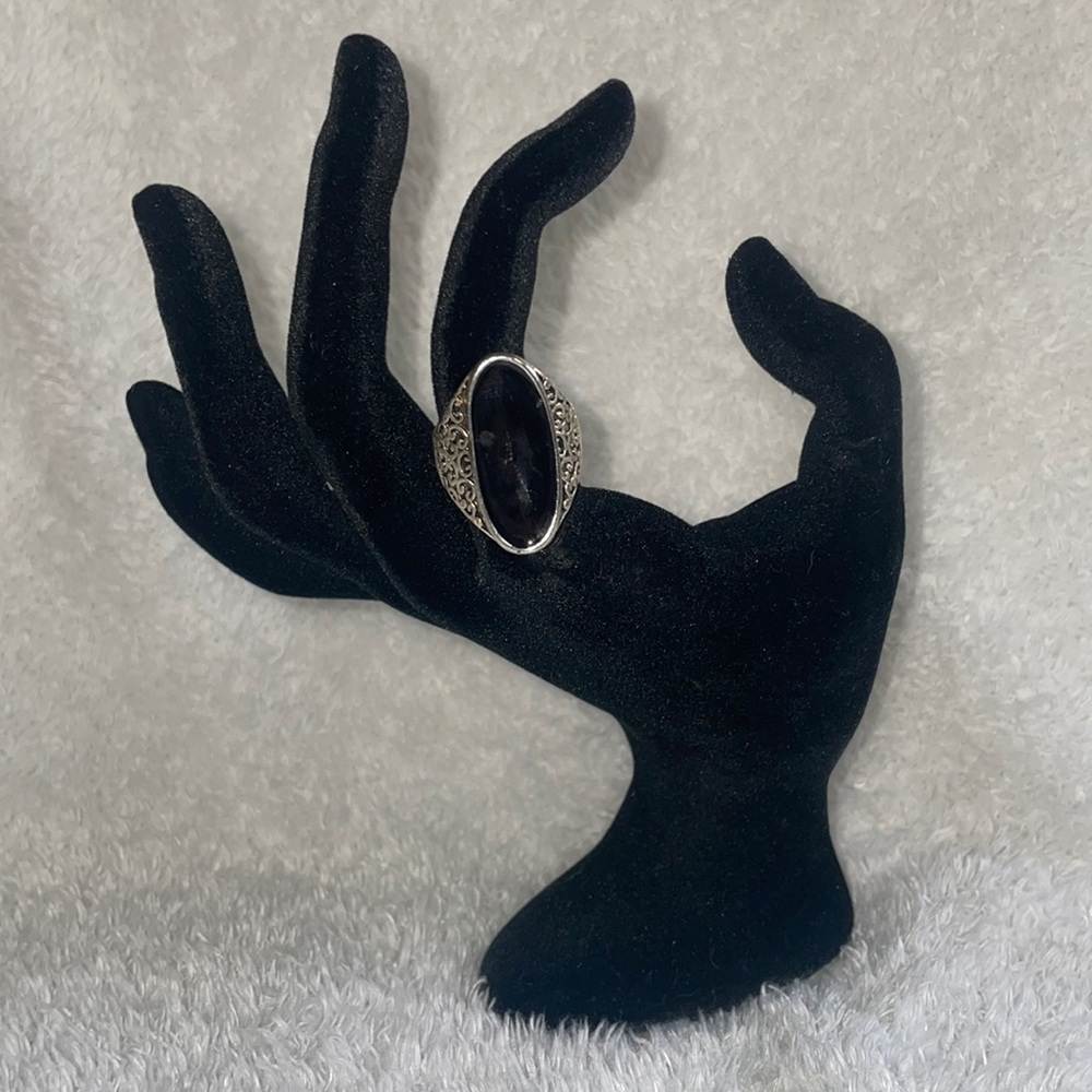 Black and Silver Tone Cuff Ring (Costume piece)